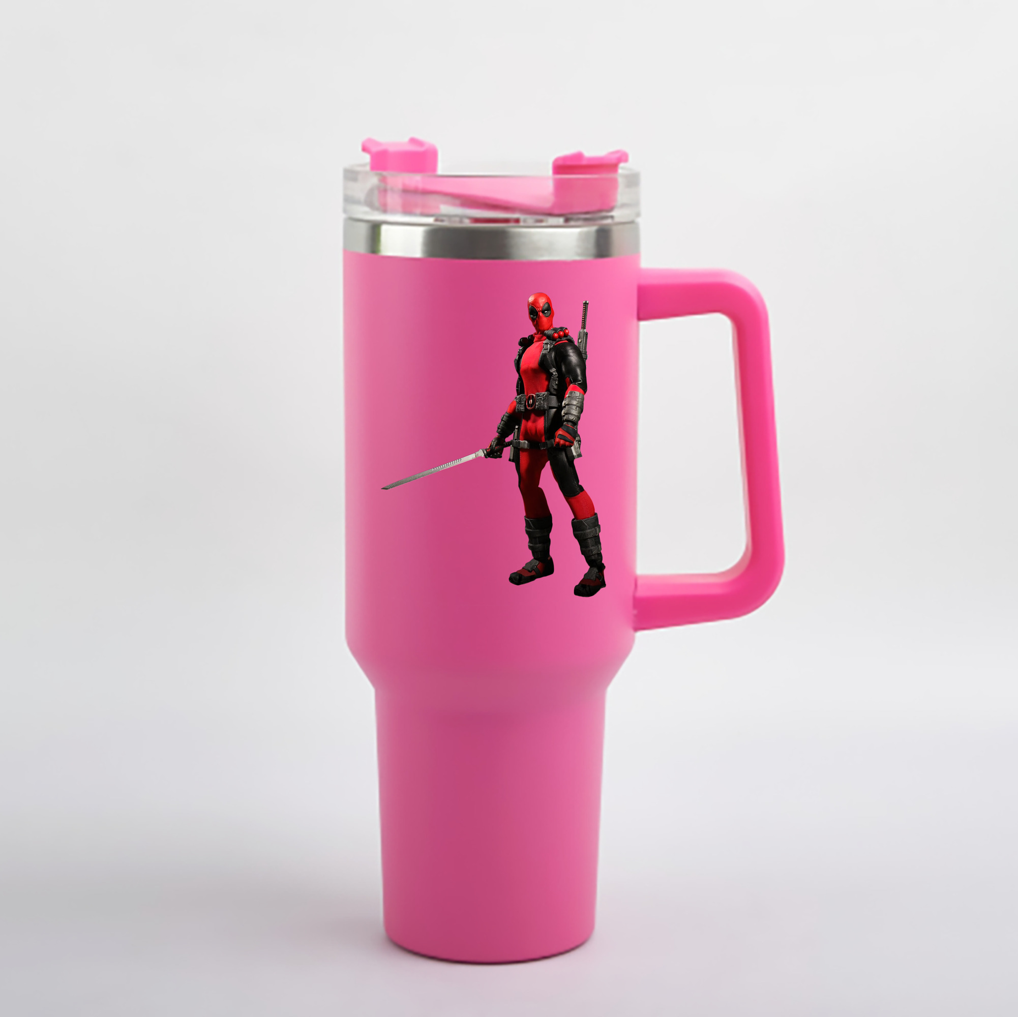 （画像用） Deadpool デッドプール 1200mL車用タンブラー - クリスタルステッカー（プラスチックストロー付き）